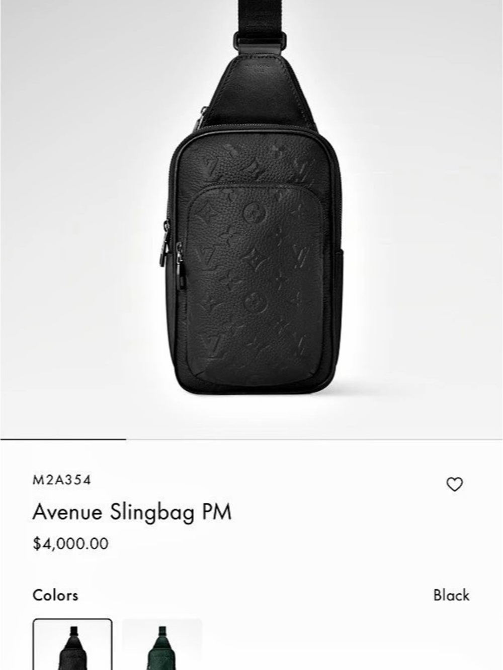 M2A354 Louis Vuitton Avenue Slingbag PM Sling Bag in Black Brand New in box.